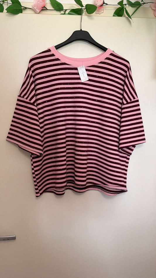 Streifen T-Shirt Glitzer