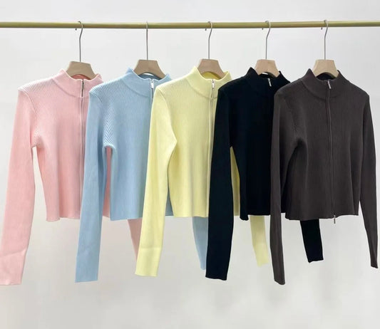 Zipper Strickjacke
